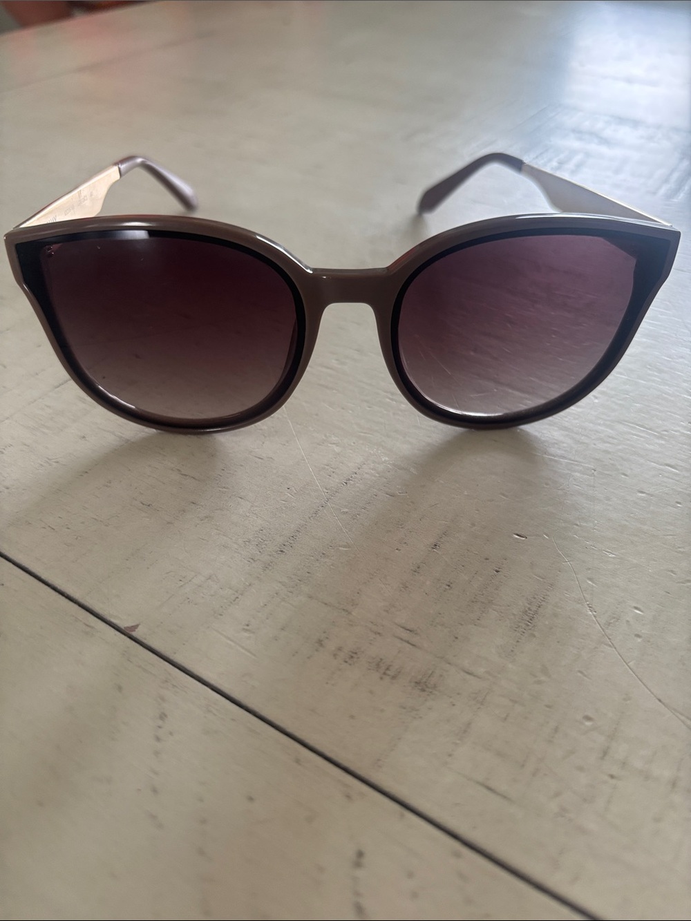 Quay Australia Cat-Eye Sunglasses in Taupe with Gradient Brown Lenses